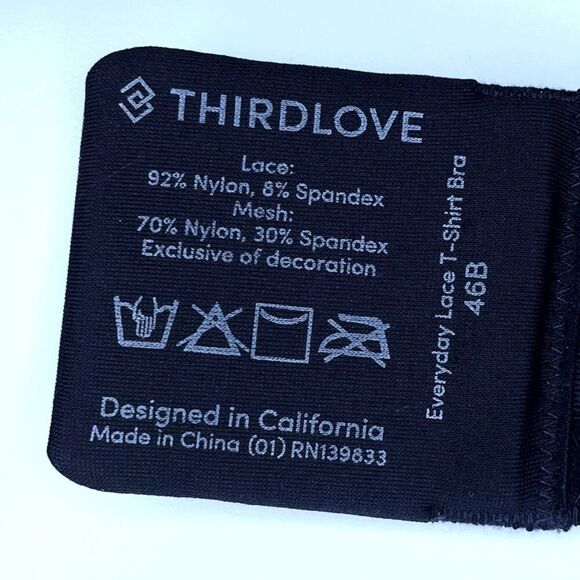 NWT ThirdLove Everyday Lace T-Shirt Bra sz 46B * Navy Blue Underwire Smooth Soft - Picture 5 of 5